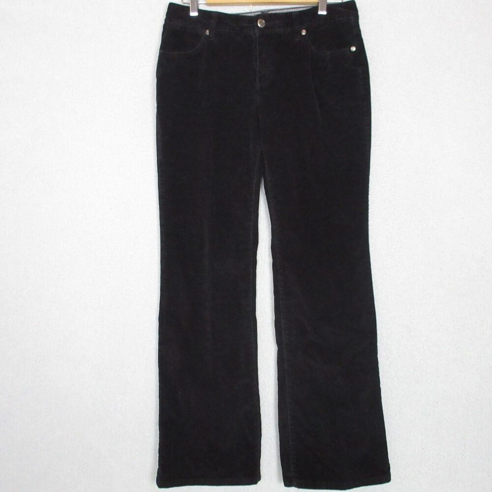 Faded Glory Pants Womens 10 Black Corduroy Bootcut Stretch Back Pocket Swirl